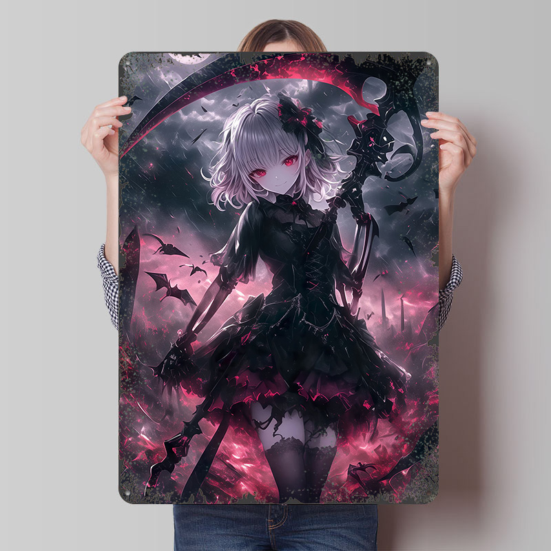 Desk Setup Poster - Demon Grim Reaper Girl Poster Customized
