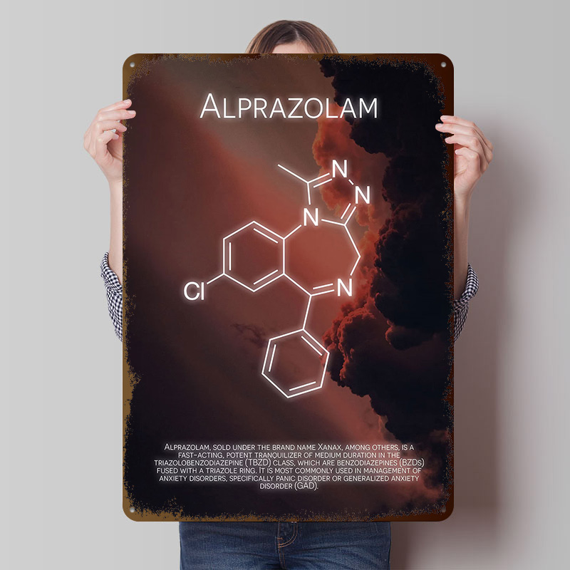 Desk Setup Poster - Alprazolam Molecule Tinplate Posters Customizable Wall