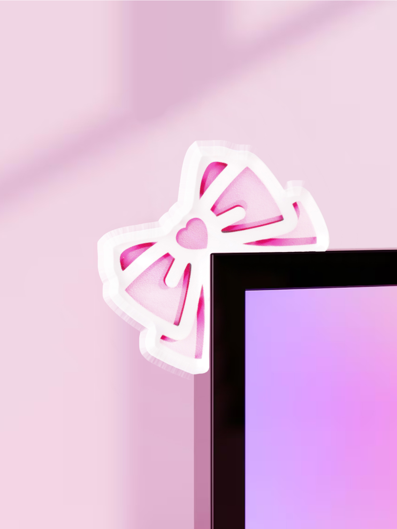 Desk Setup Pc - Kawaii Bow Monitor Decor Pink Acrylic