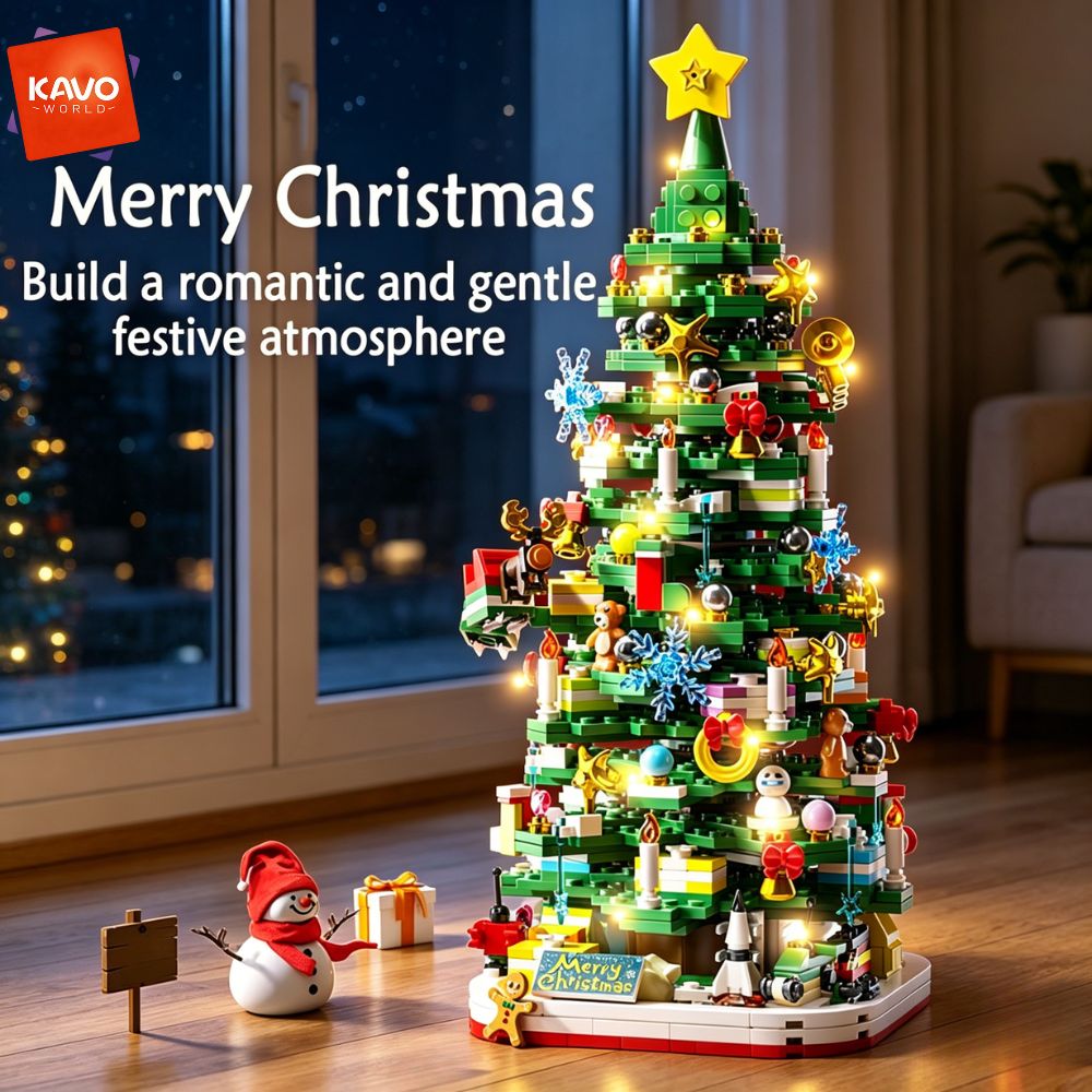 Desk Office Setup Ideas - KAVOWORLD 1024pcs Christmas Tree Building Bricks