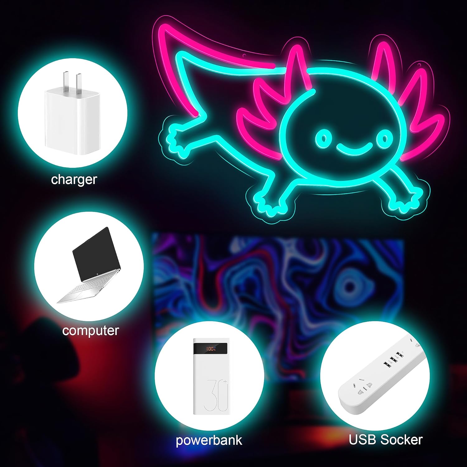 Axolotl Dragon Neon Sign Dimma - огляд і ціна Desk Setup Studio