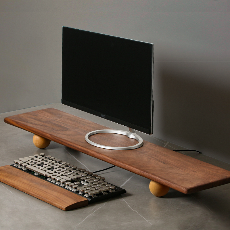 Natural Wood Desktop Riser Dua - огляд і ціна Desk Setup Dual Monitor