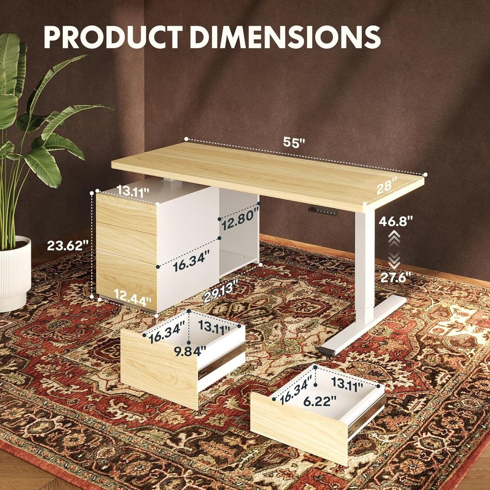 55 Large Dual Motor Standing D - огляд і ціна Desk Setup Dual Monitor