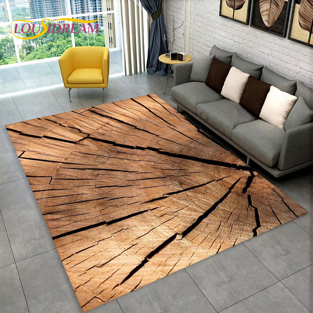 3D Wood Grain Retro Area Rug L - огляд і ціна Desk Setup Girly