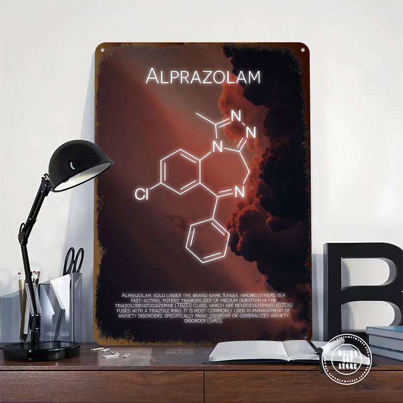 Alprazolam Molecule Tinplate P - огляд і ціна Desk Setup Poster