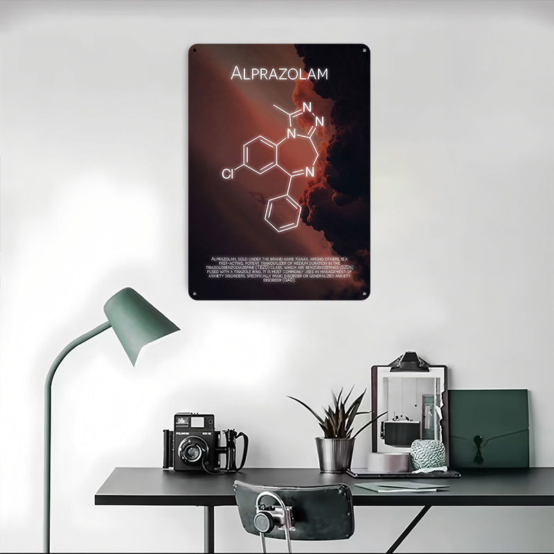 Alprazolam Molecule Tinplate P - огляд і ціна Desk Setup Poster