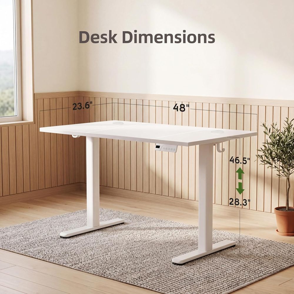 Motorized Adjustable Desk 48x2 - огляд і ціна Desk Setup Dual Monitor