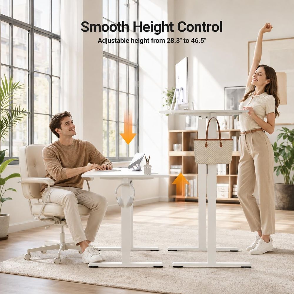 Motorized Adjustable Desk 48x2 - огляд і ціна Desk Setup Dual Monitor
