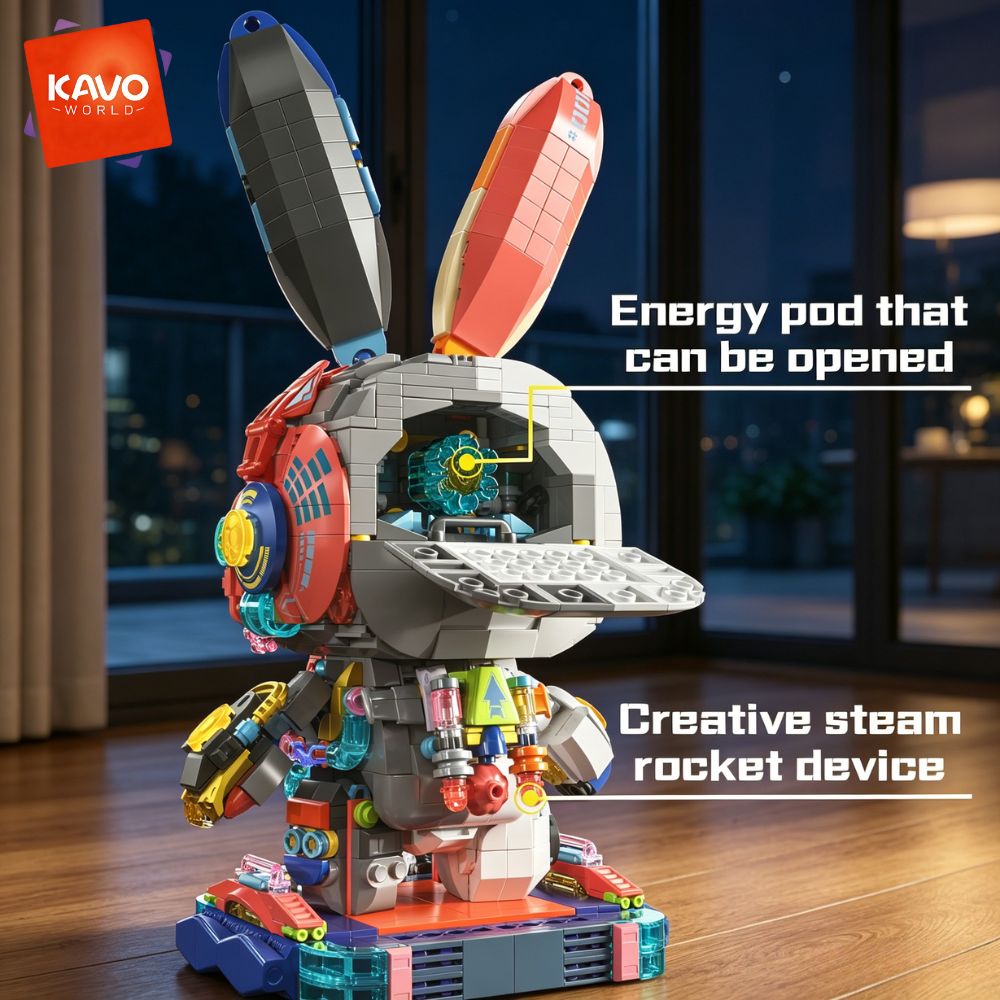 KAVOWORLD 1377PCS Robot Rabbit - огляд і ціна Desk Setup Kit