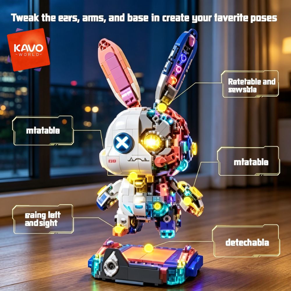 KAVOWORLD 1377PCS Robot Rabbit - огляд і ціна Desk Setup Kit