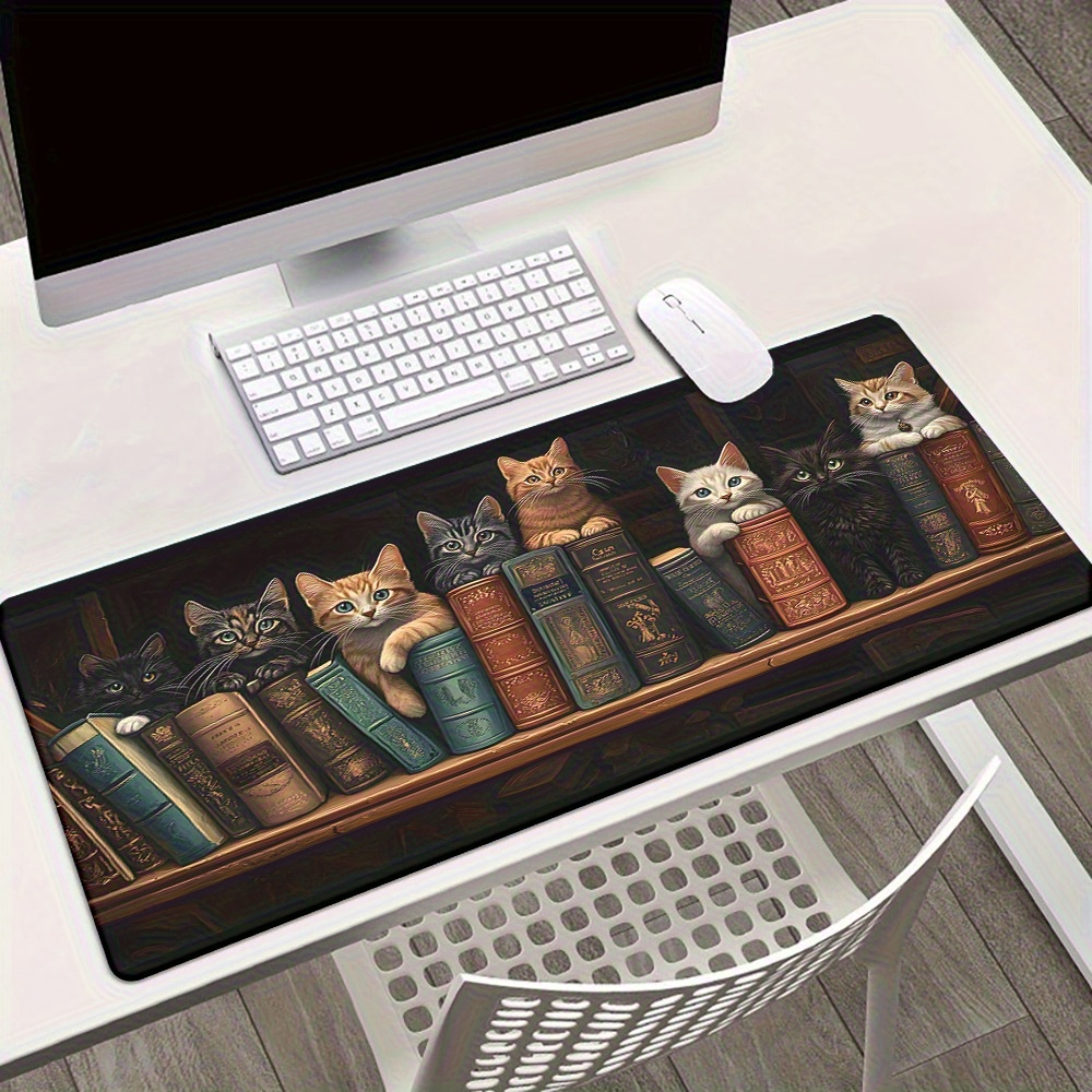 Cute Cats on Books Mouse Pad O - огляд і ціна Desk Setup Books