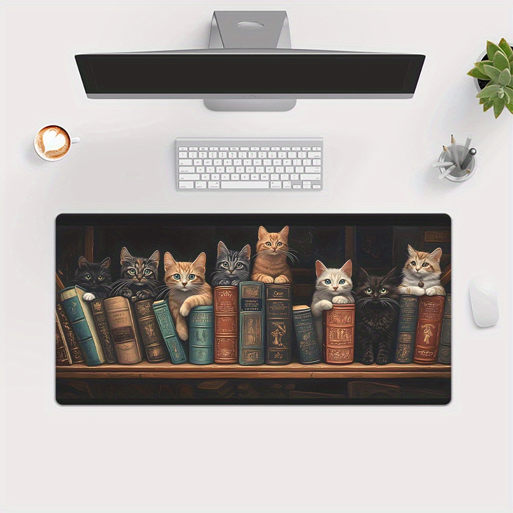 Cute Cats on Books Mouse Pad O - огляд і ціна Desk Setup Books