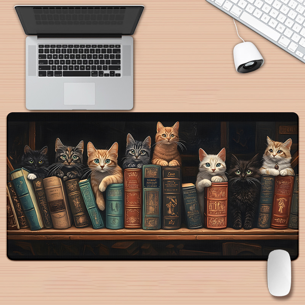 Cute Cats on Books Mouse Pad O - огляд і ціна Desk Setup Books
