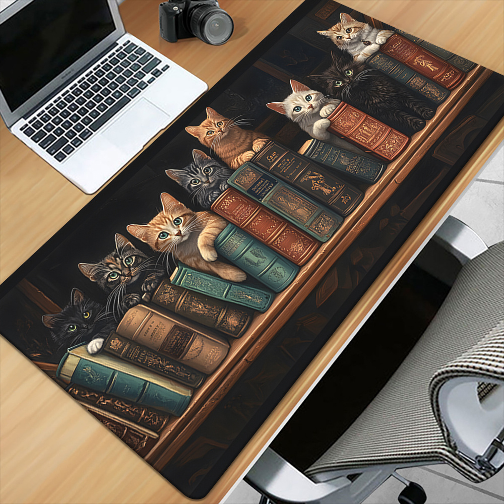 Cute Cats on Books Mouse Pad O - огляд і ціна Desk Setup Books